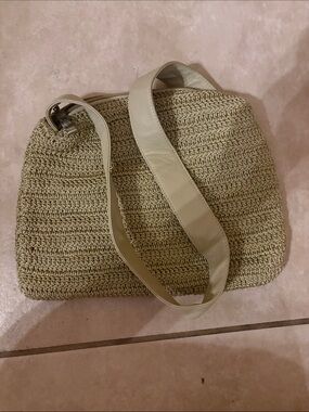 Woven Straw Crossbody Bag in Light Beige